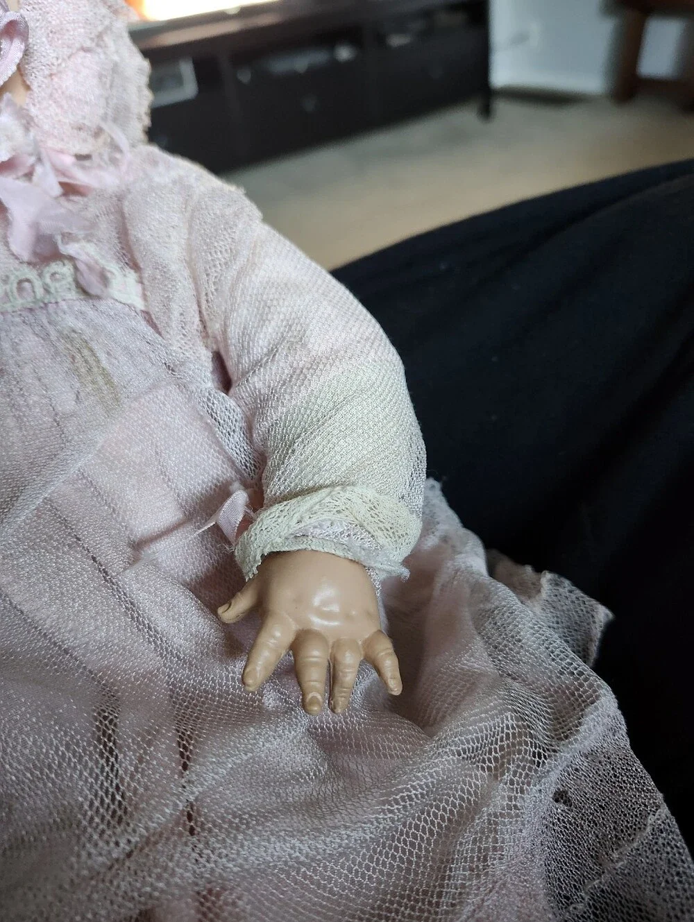 Classic Pink Lace Baby Doll with Bonnet